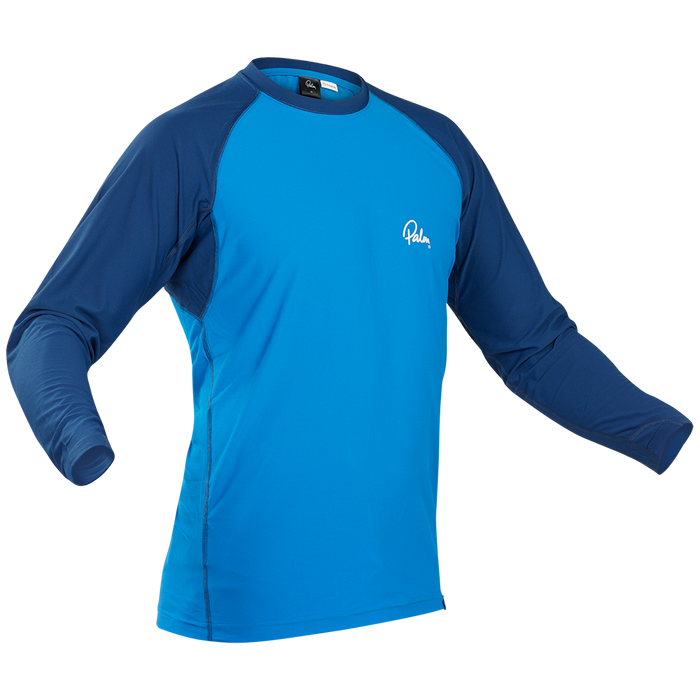 Product photo of blue a men's Palm Helios Longsleeve Base Layer top for kayaking